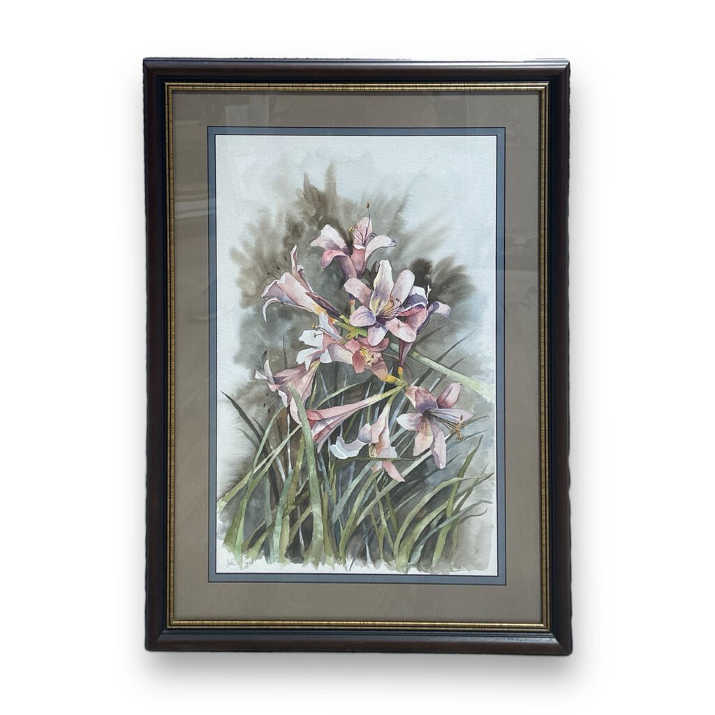 Orig. Price $360 - "Lilies" Framed Watercolor